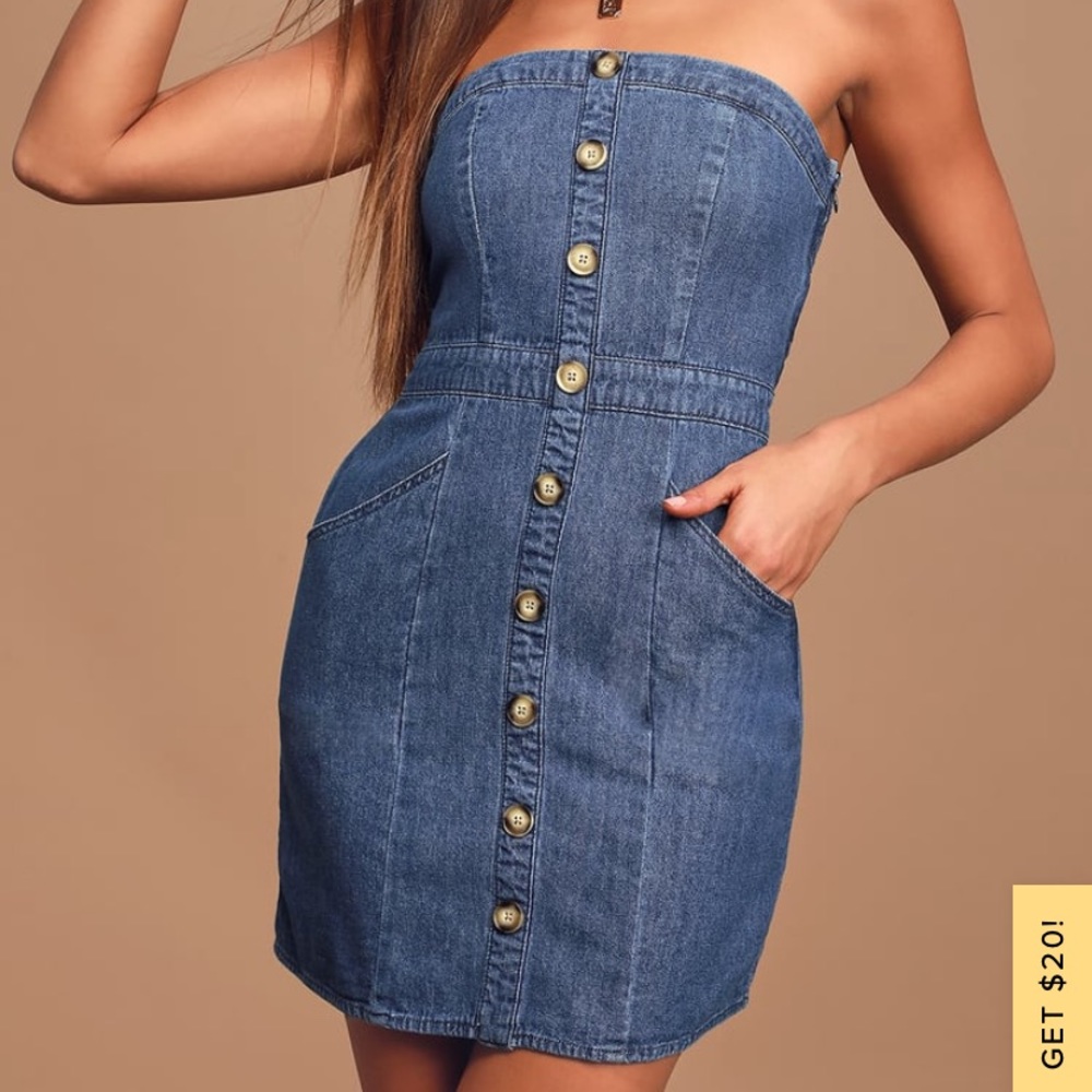 Strapless denim dress from Lulus